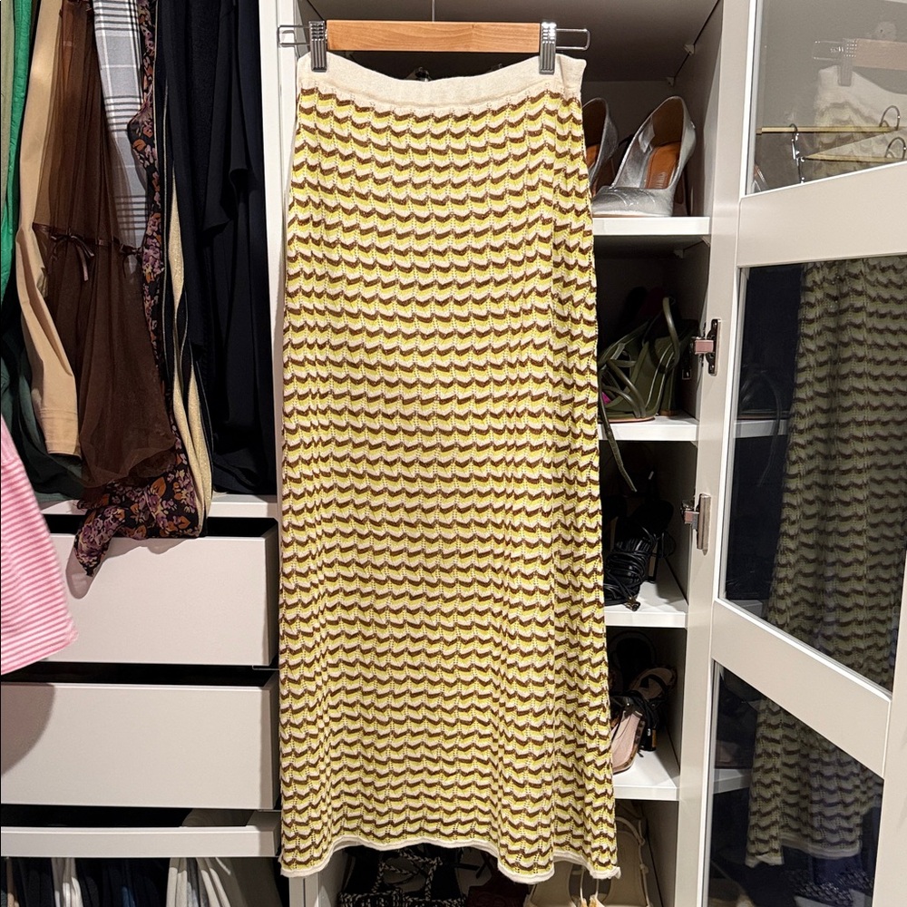 Zara Yellow and Cream Maxi Skirt